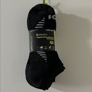 AND1 Low Cut Black Performance Socks - 6 Pack
